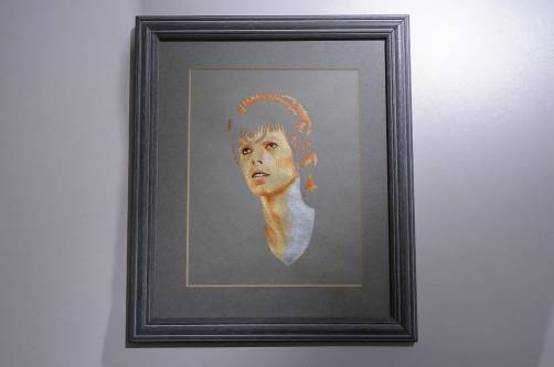 David Bowie painting, Ziggy Stardust, signed J.S., 1997, English